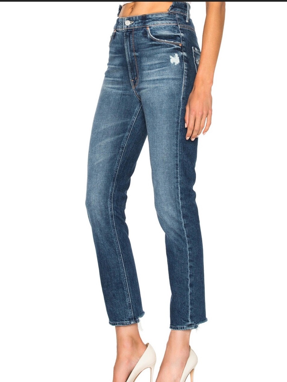 MOTHER Denim Women’s The Dazzler Shift  My Treat Medium Blue Straight/Skinny